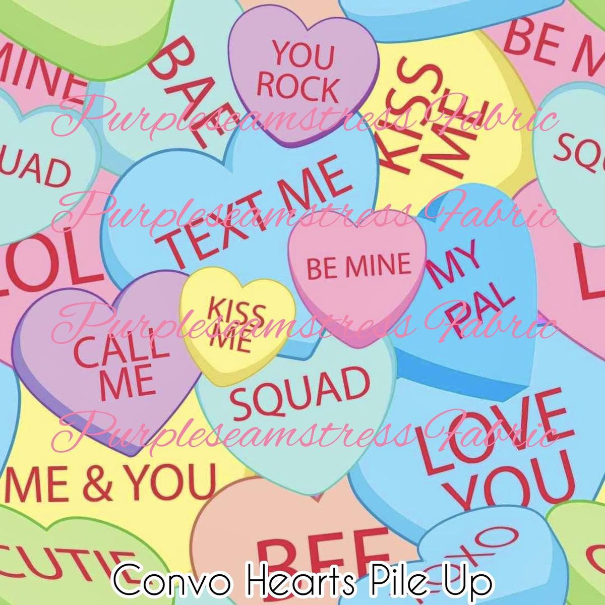 Convo Hearts Pile Up  Fabric