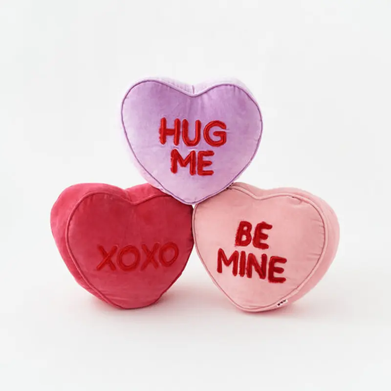 Embroidered Conversation Heart Pillow - 3 Style Options