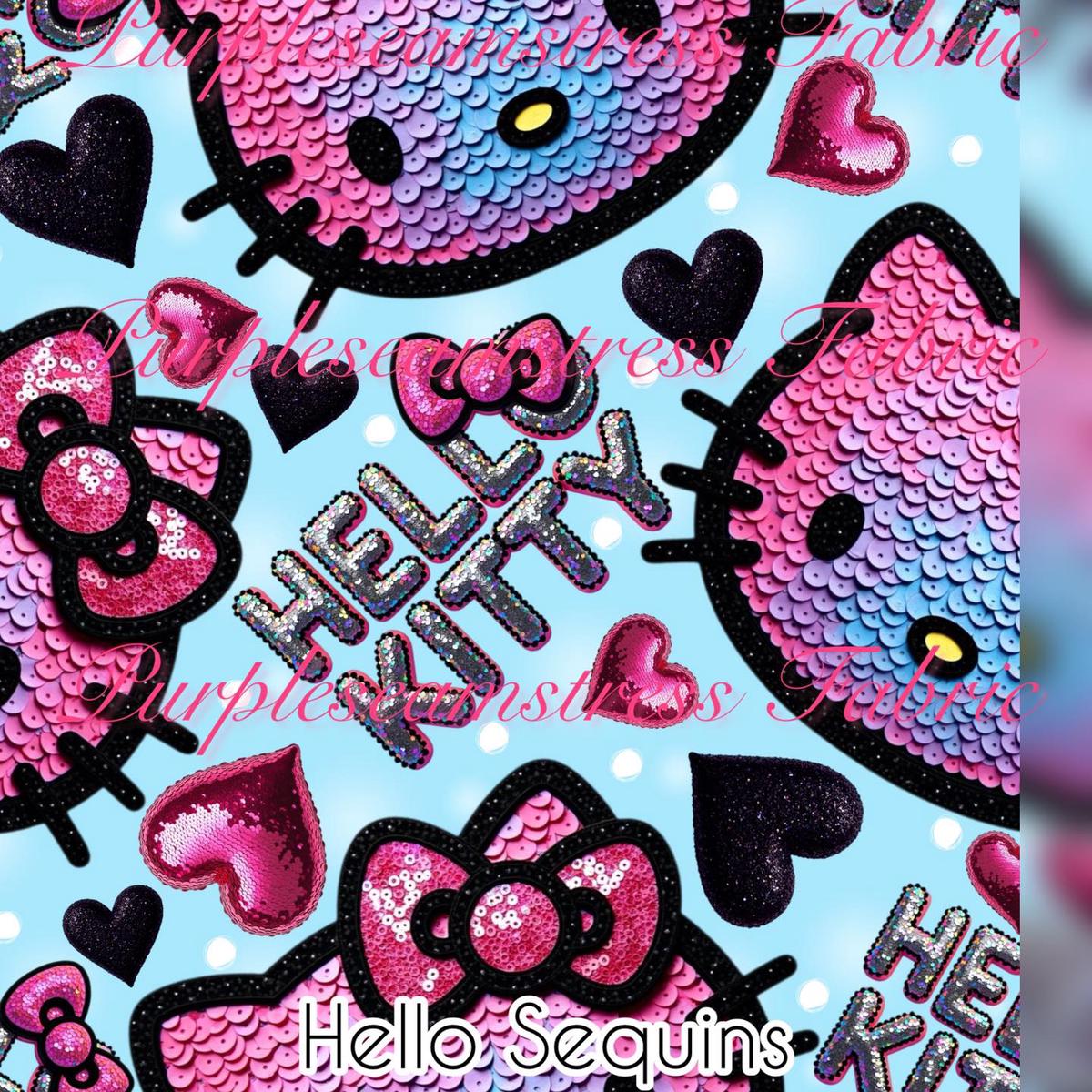 Faux Hello Sequins  Fabric