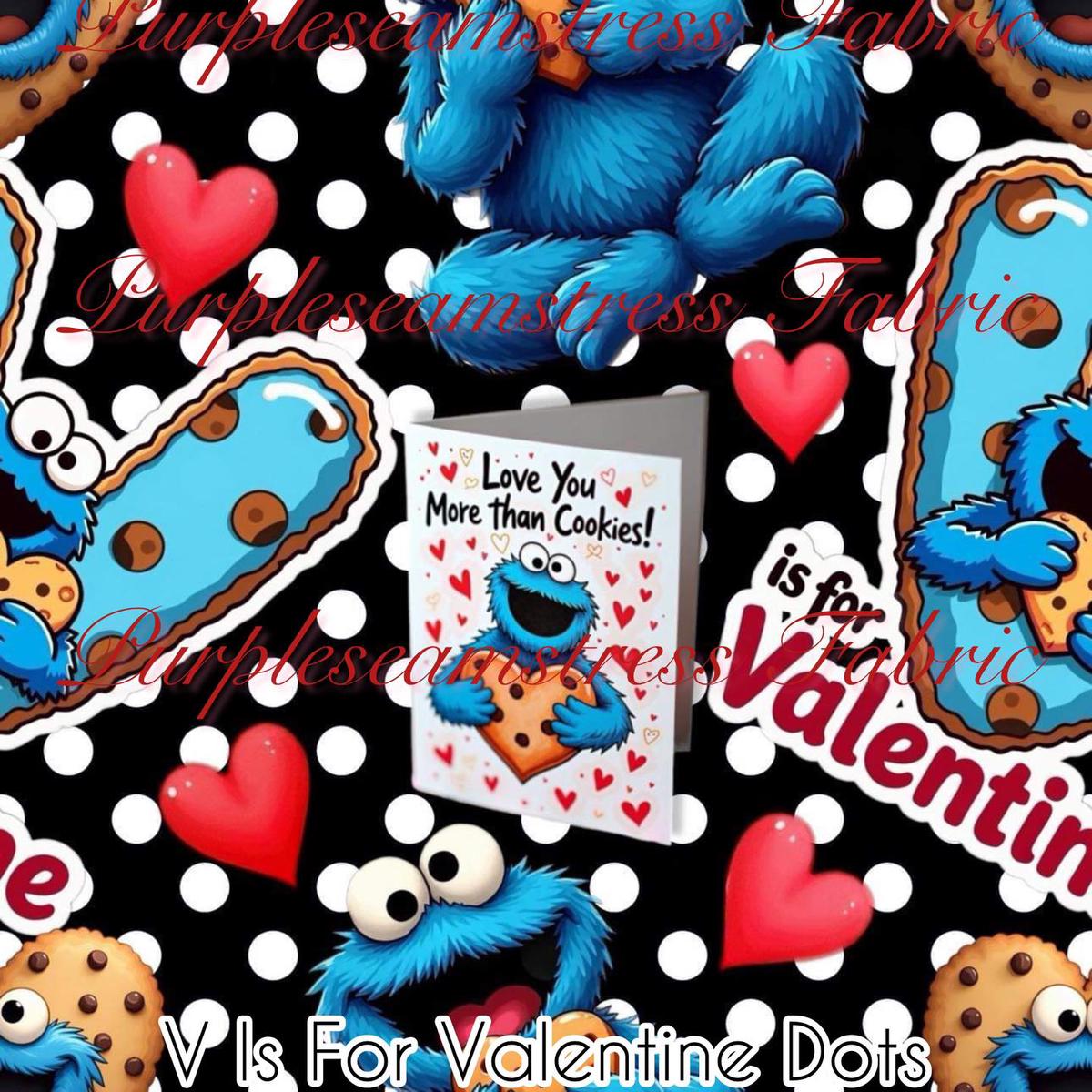 V is for Valentine Dots  Fabric