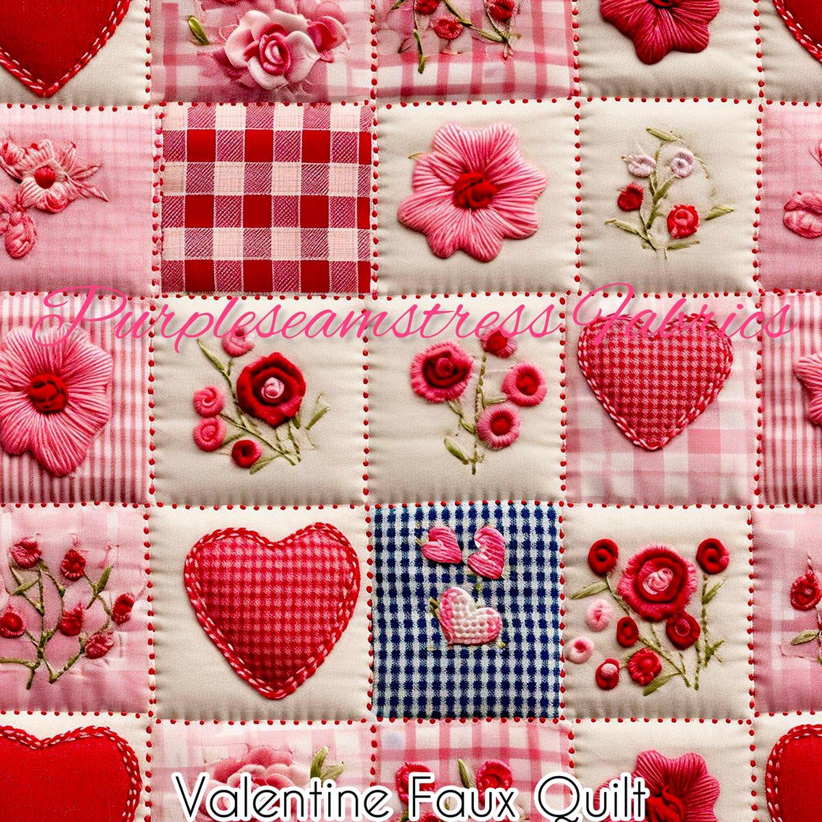 Valentine Faux Quilt  Fabric