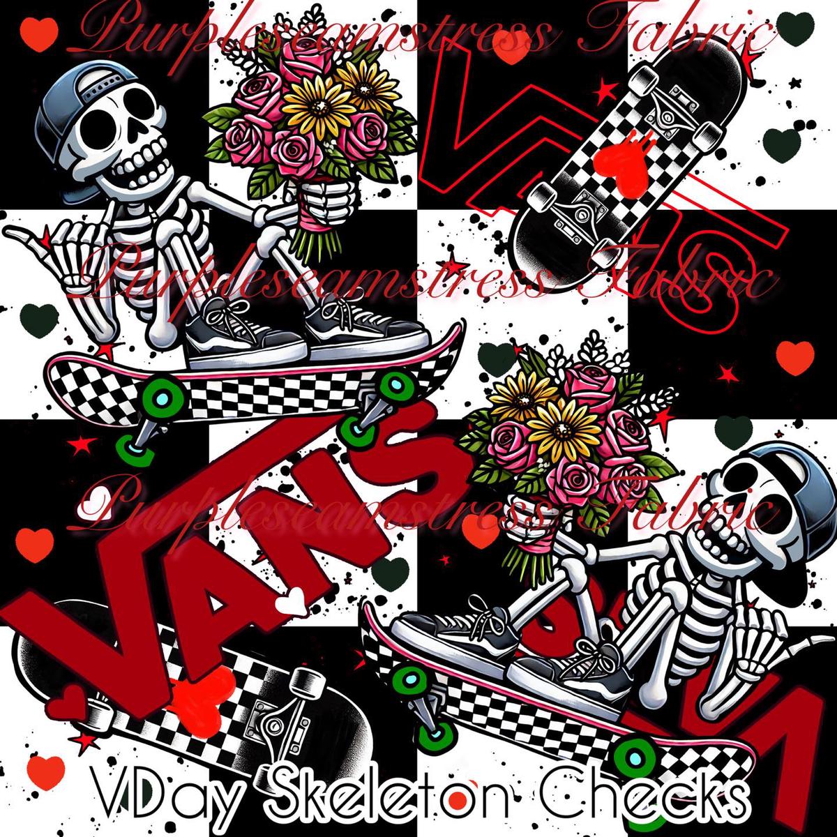 Vday Skeleton Checks  Fabric