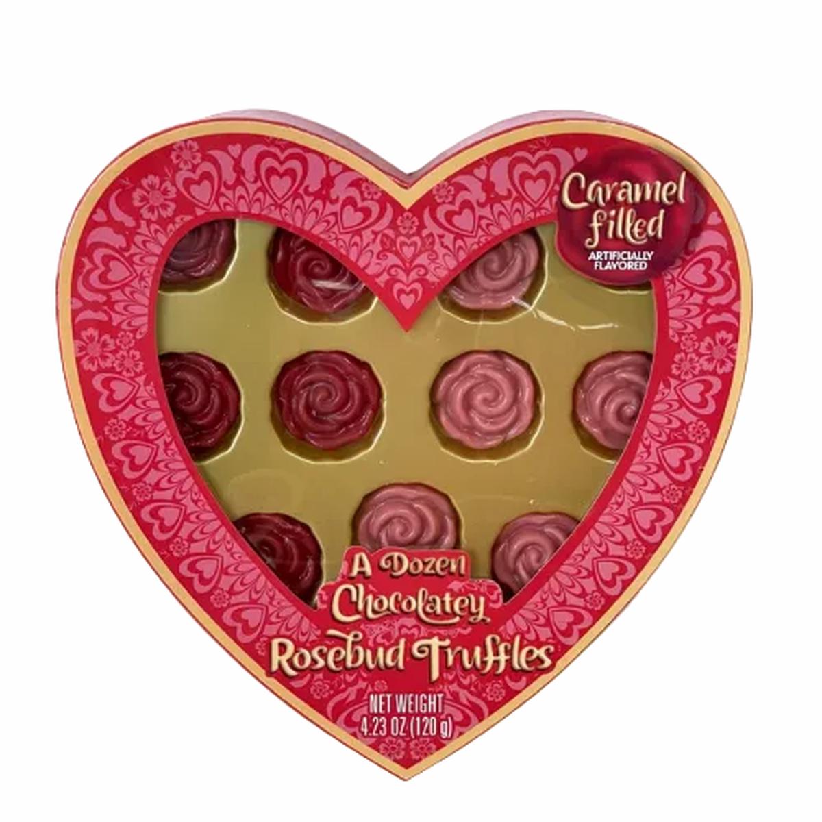 Albert's Chocolate Caramel Rosebud Truffles 4.23 oz. Heart Box