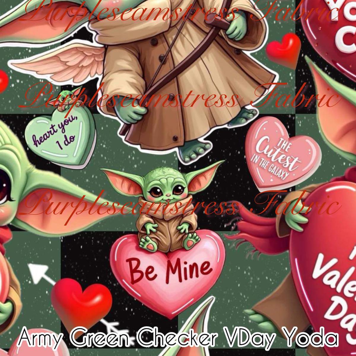 Army Green Checker Vday  Fabric