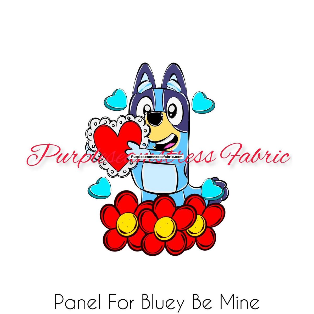 Bluey Be Mine Panel  Fabric