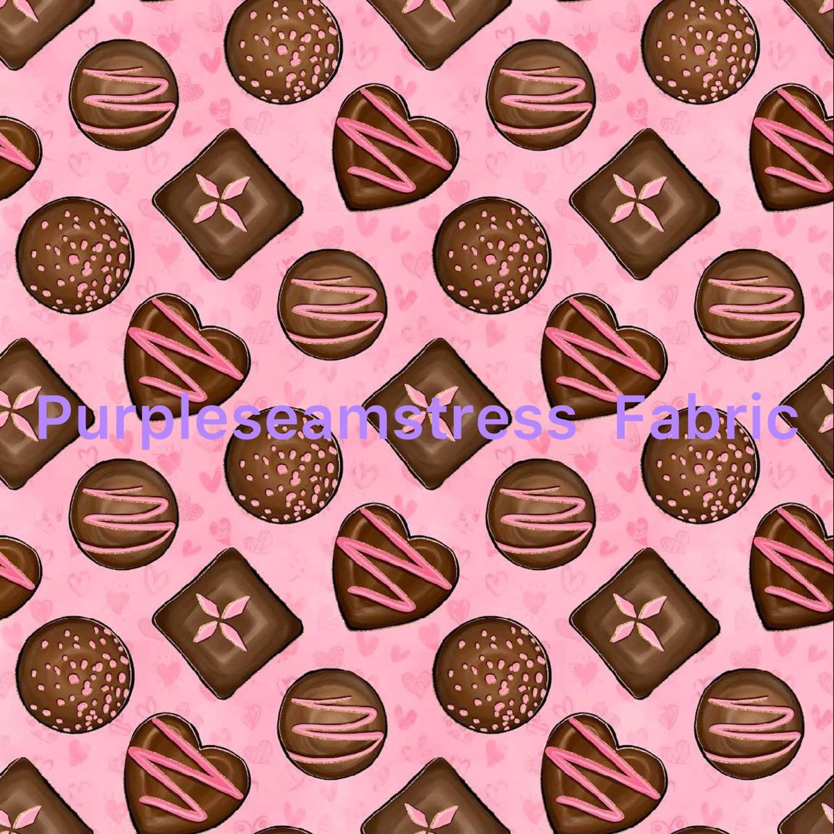 Chocolates  Truffles on Pink  Fabric
