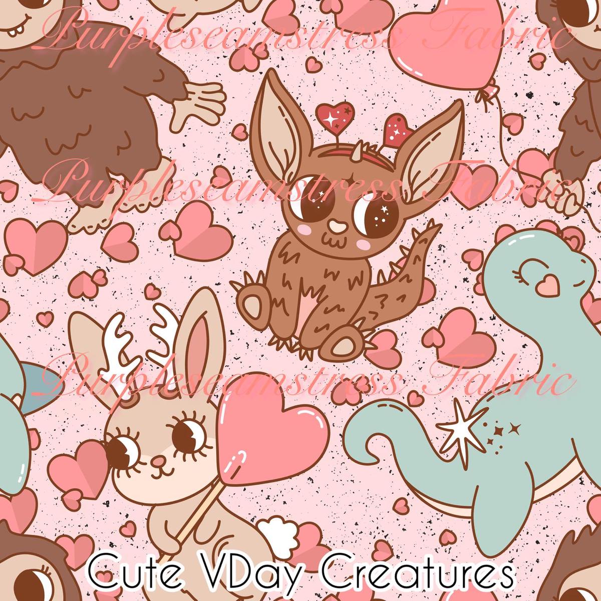 Cute Vday Creatures  Fabric