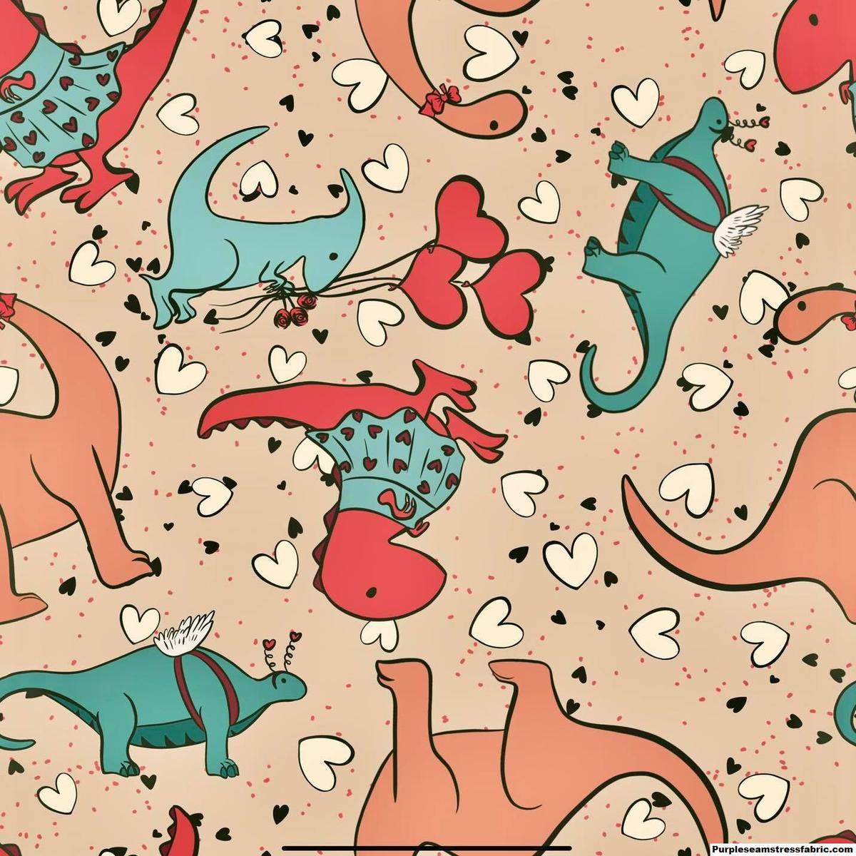Dino Sweethearts  Fabric