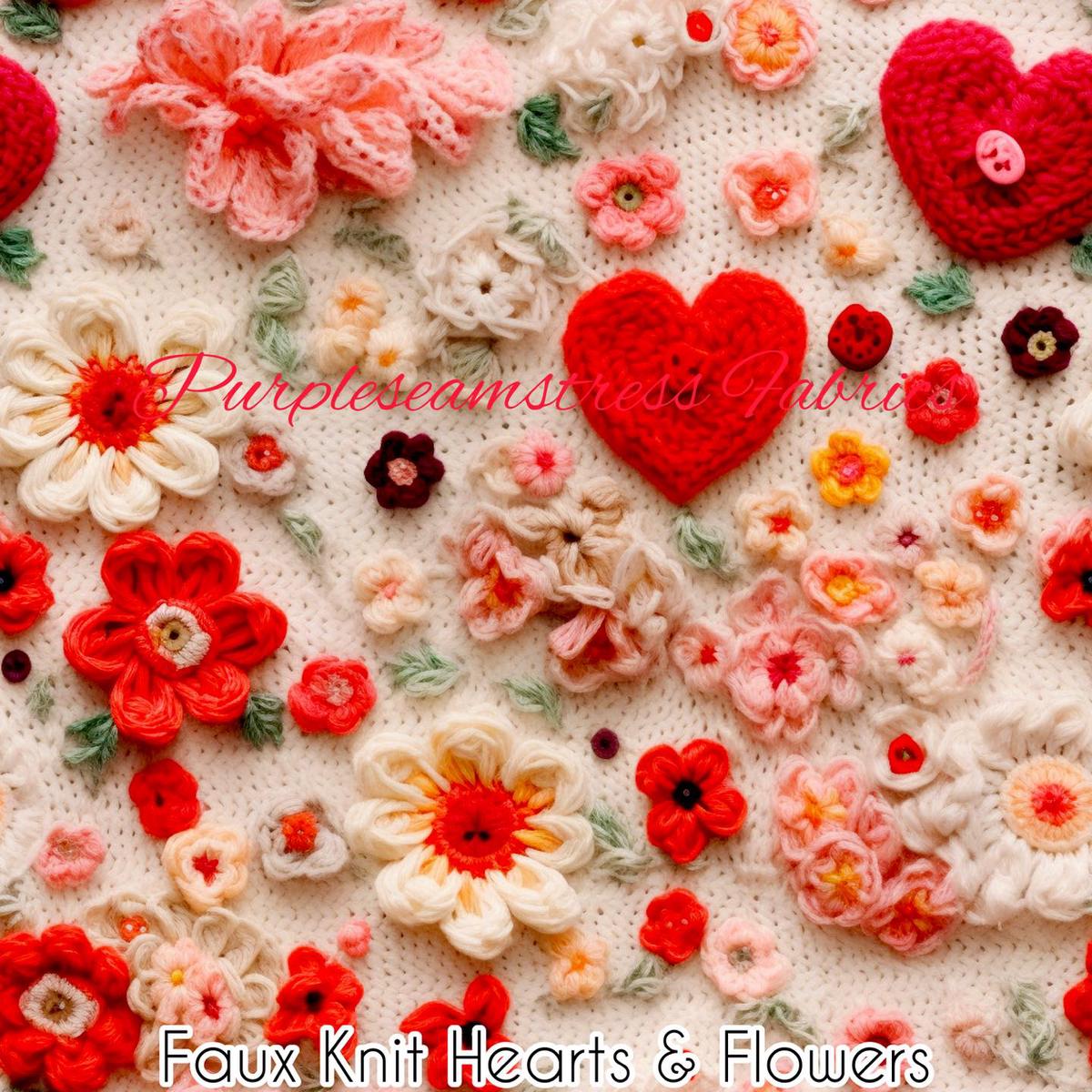 Faux Knit Hearts & Flowers  ...
