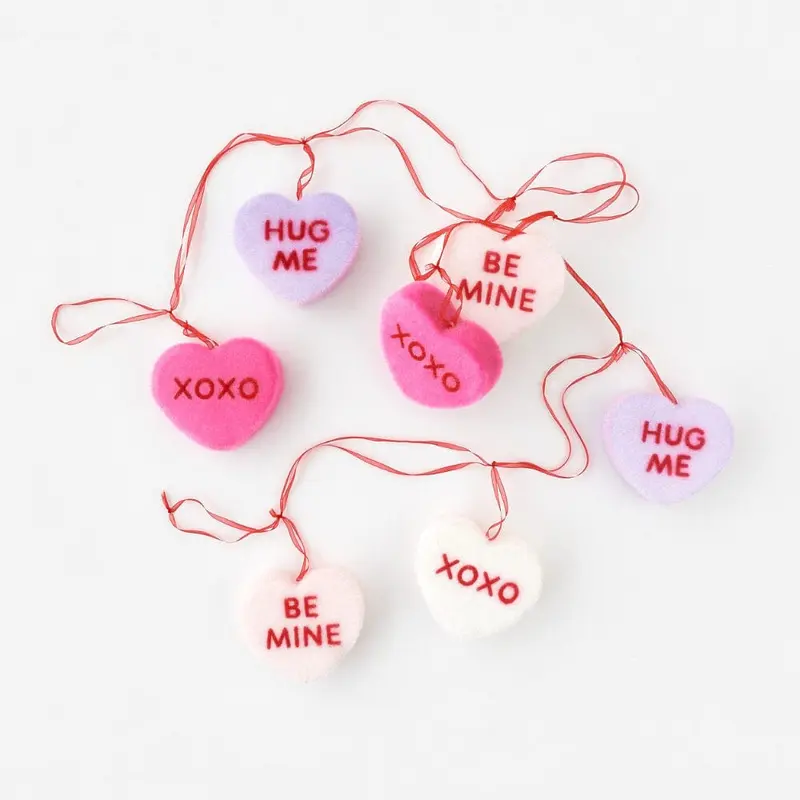 Flocked Conversation Hearts Garland