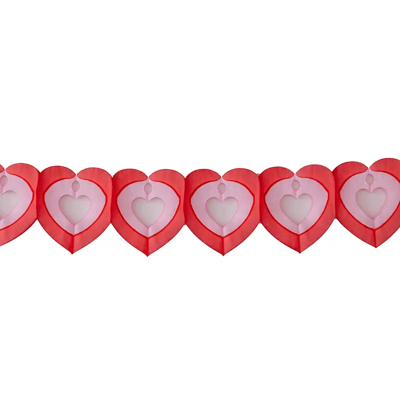 Tissue Heart Garland - Red & Pink