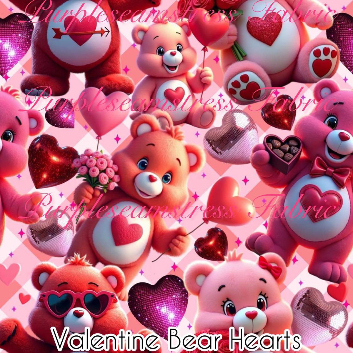 Valentine Bear Hearts  Fabric
