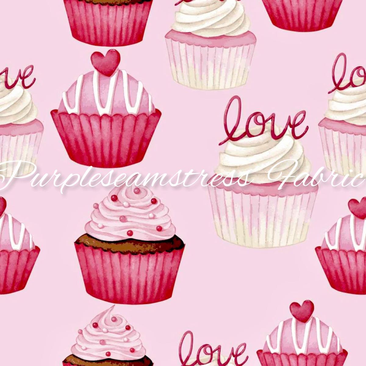 Valentines Love Cupcakes  Fabric