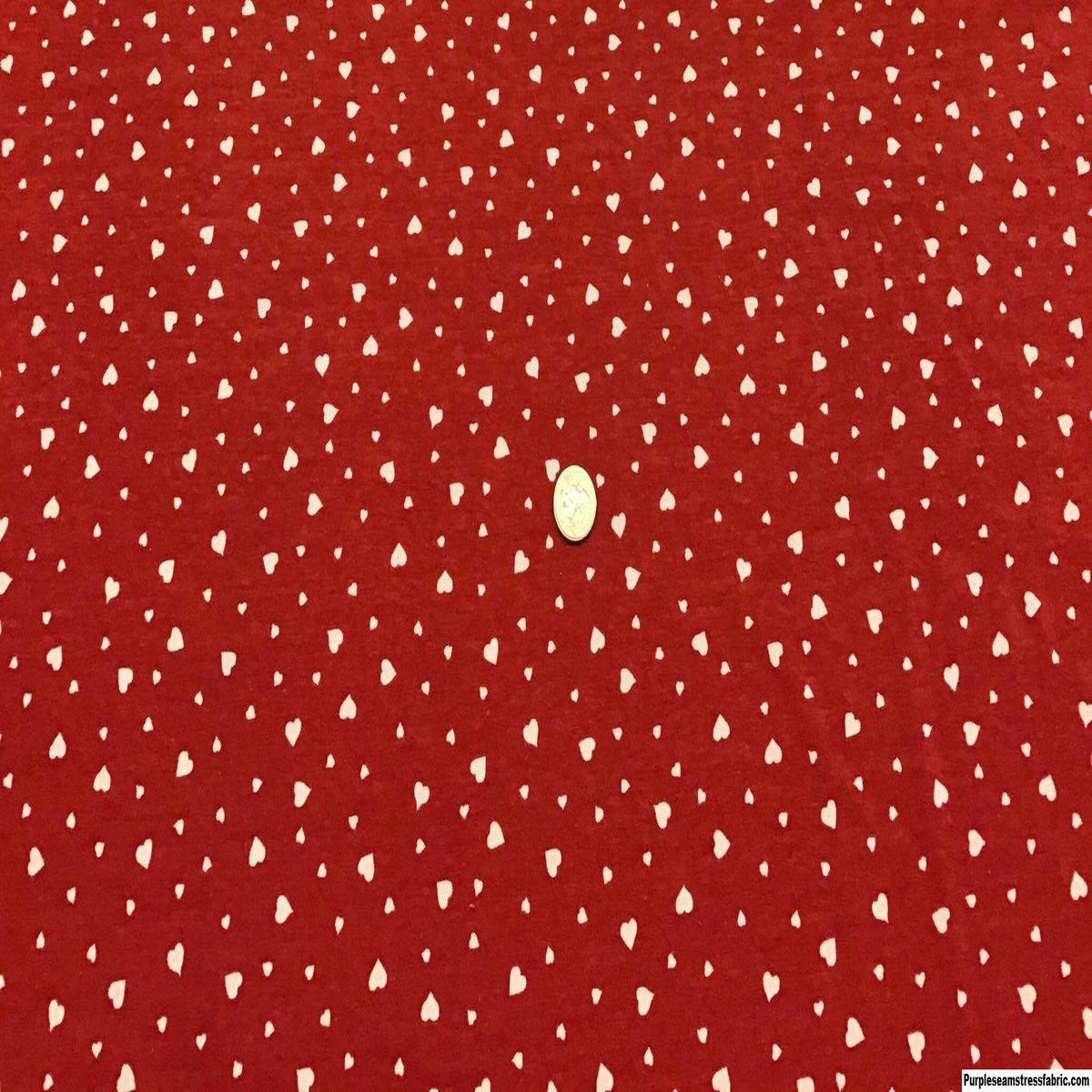 White Hearts on Heathered Red Cotton Lyc...