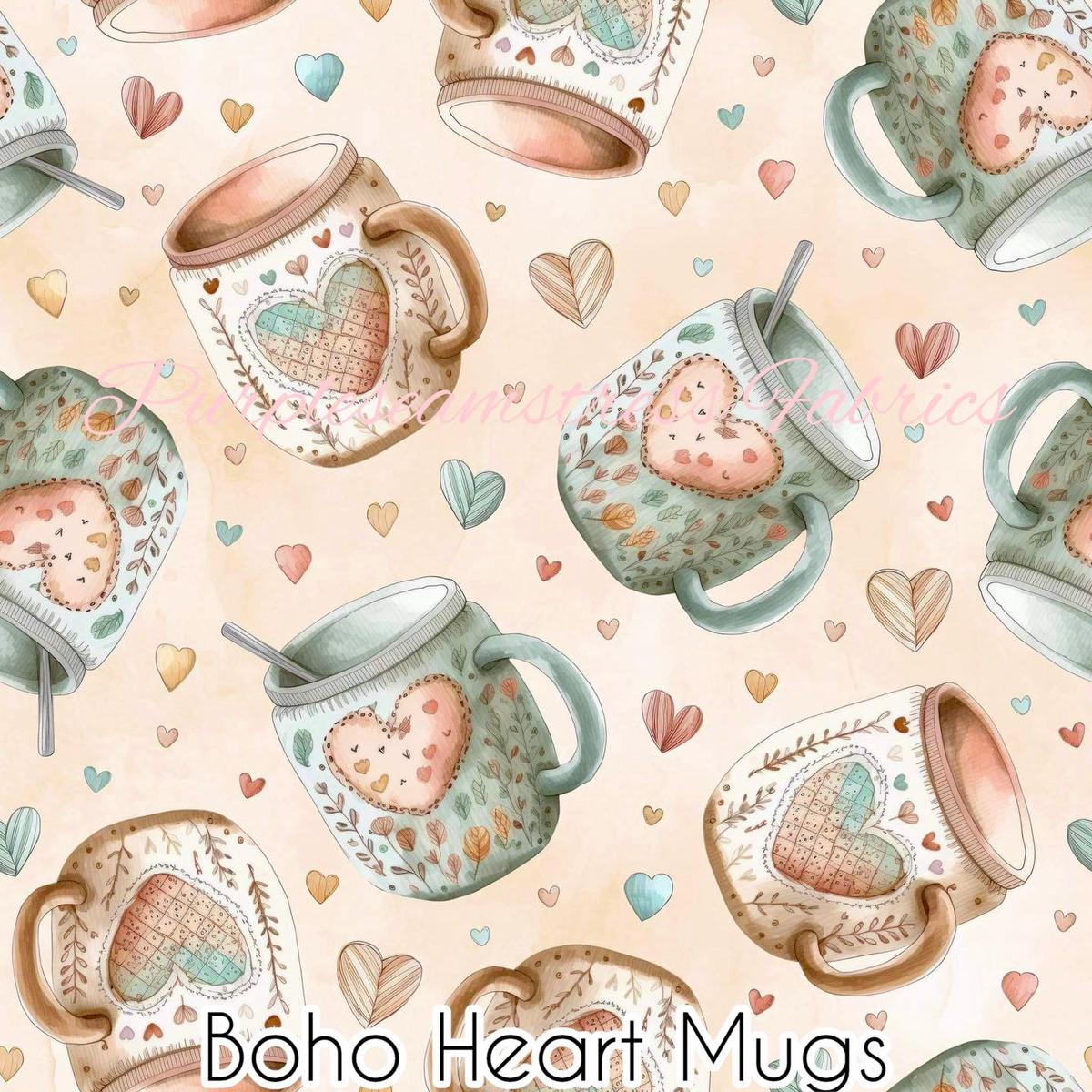 Boho Heart Mugs  Fabric