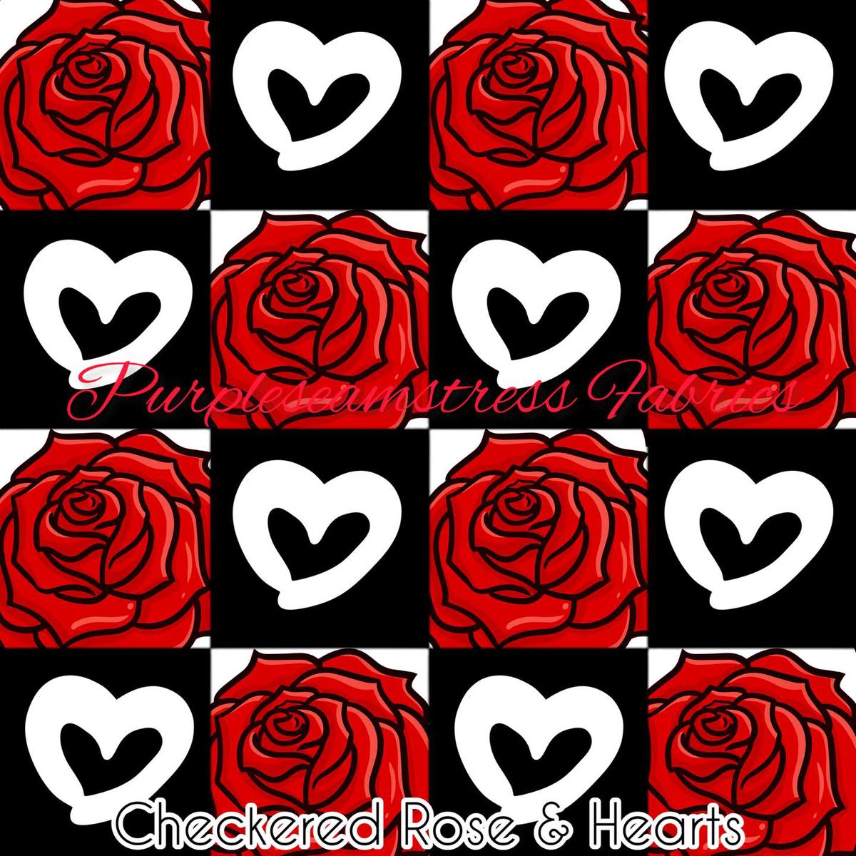 Checkered Rose & Hearts  Fab...