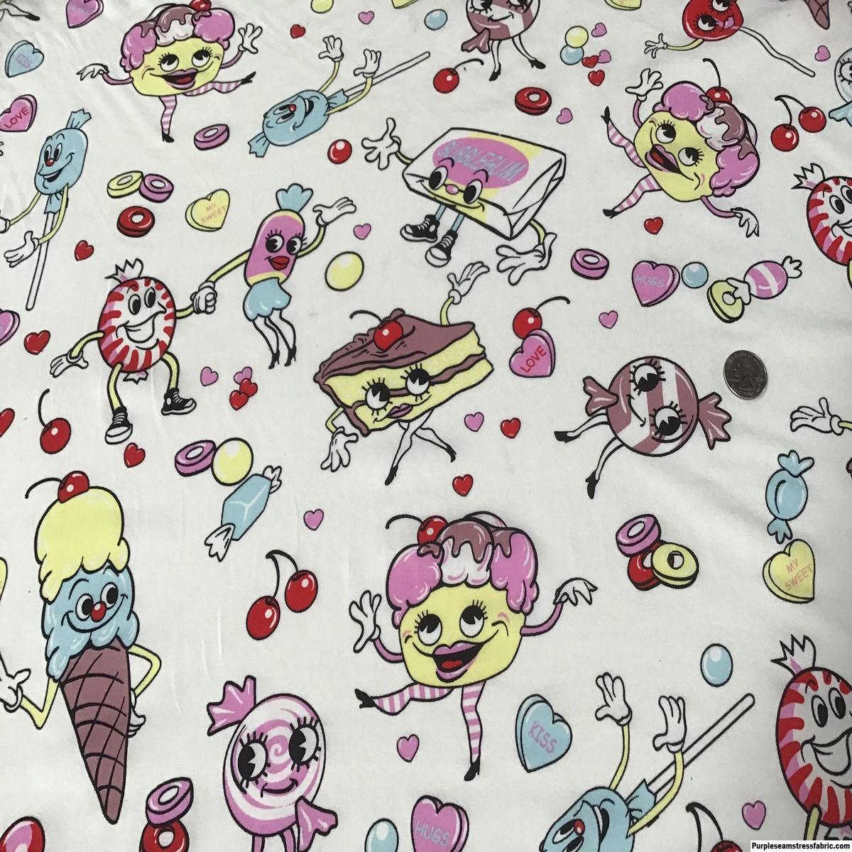 Dancing Sweets/Candy/Cake Valentines Day  Fabric