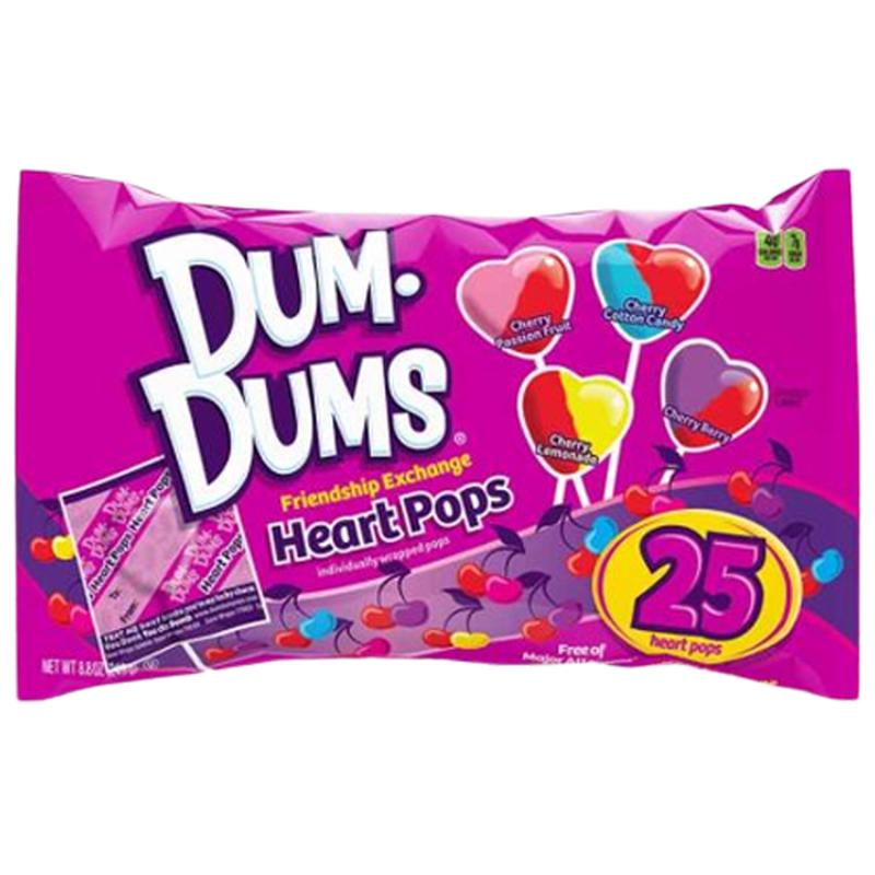 Dum Dums Friendship Exchange Heart Pops - Bag of 25