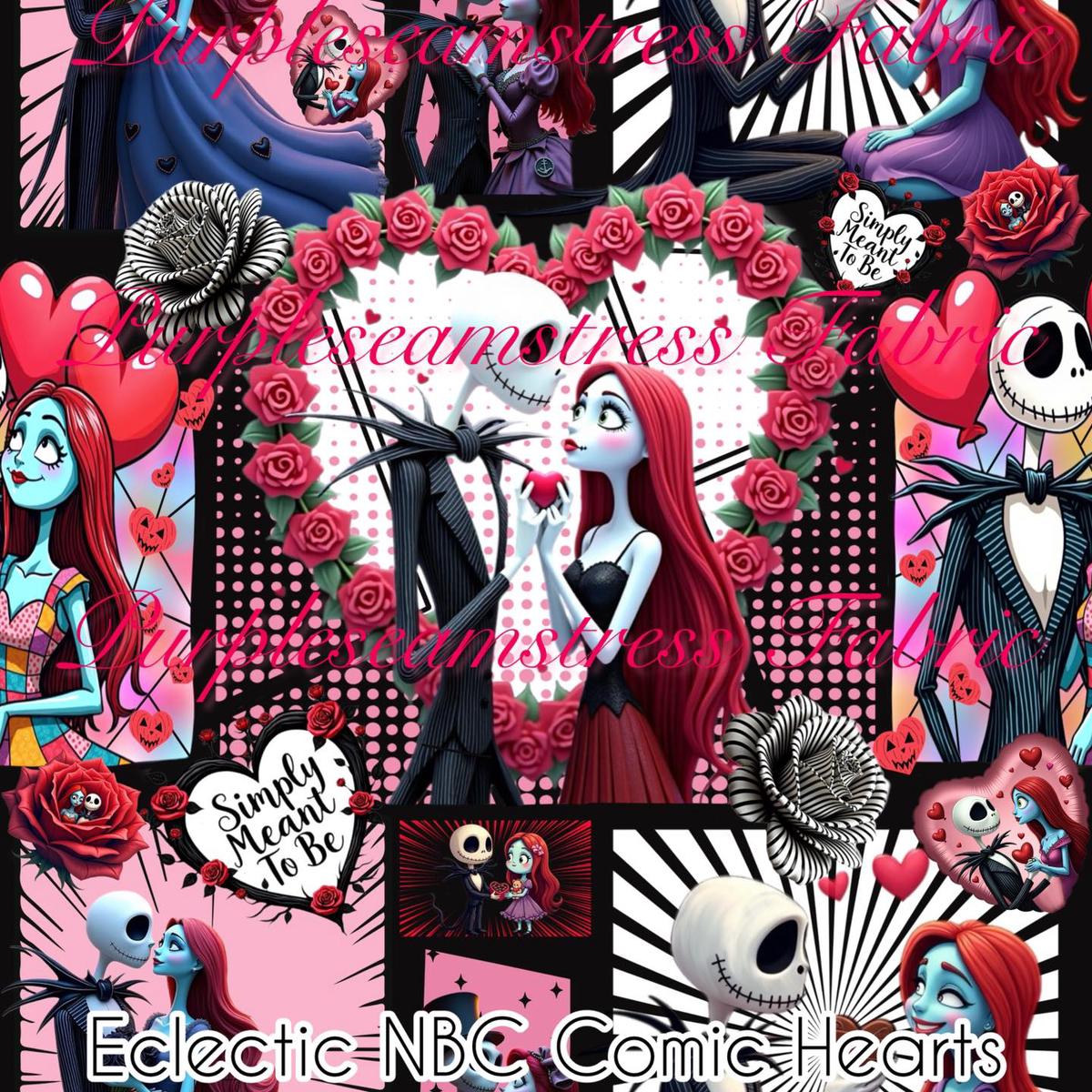 Eclectic NBC Comic Hearts  Fabric