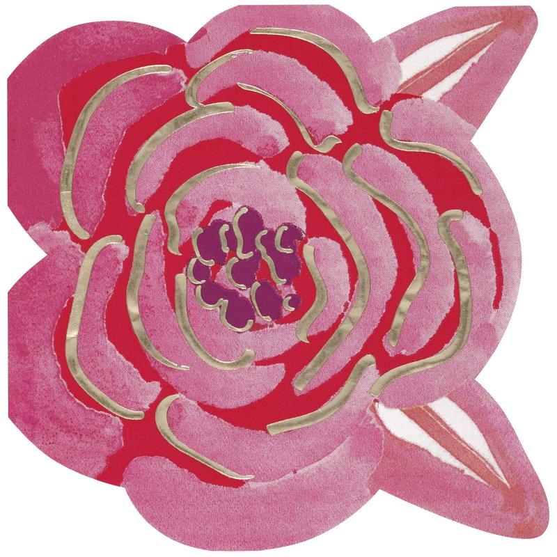 Elegant Valentine Large Flower Shaped Lunch Napkins, 16 Count