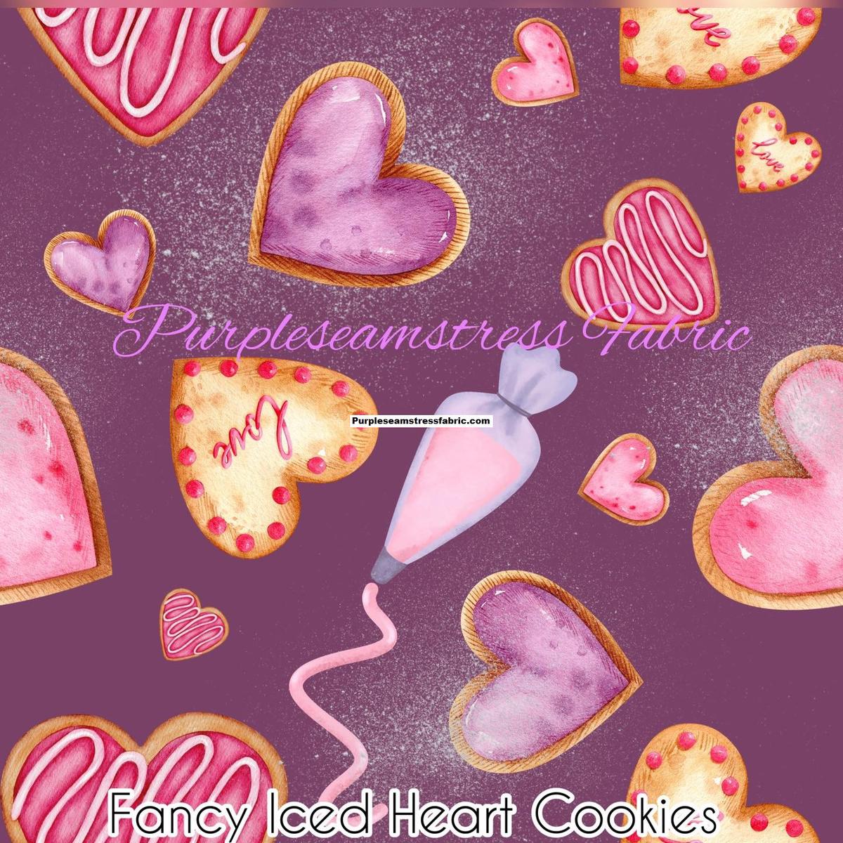 Fancy Iced Heart Cookies  Fabric