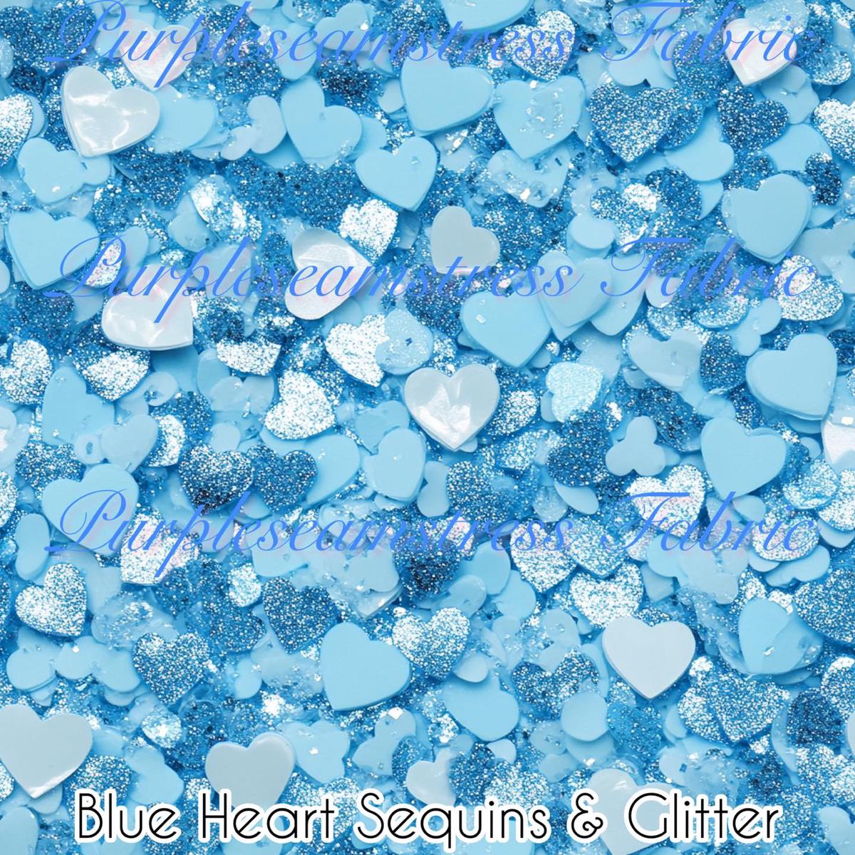 Faux Blue Hearts Sequins & Glitter ...