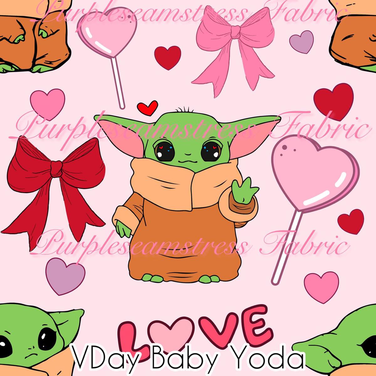 Vday Baby Yoda  Fabric