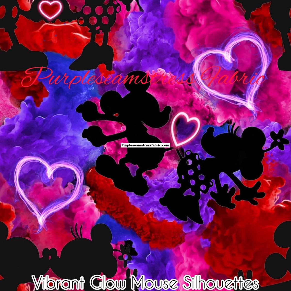 Vibrant Glow Mouse Silhouettes  Fabric