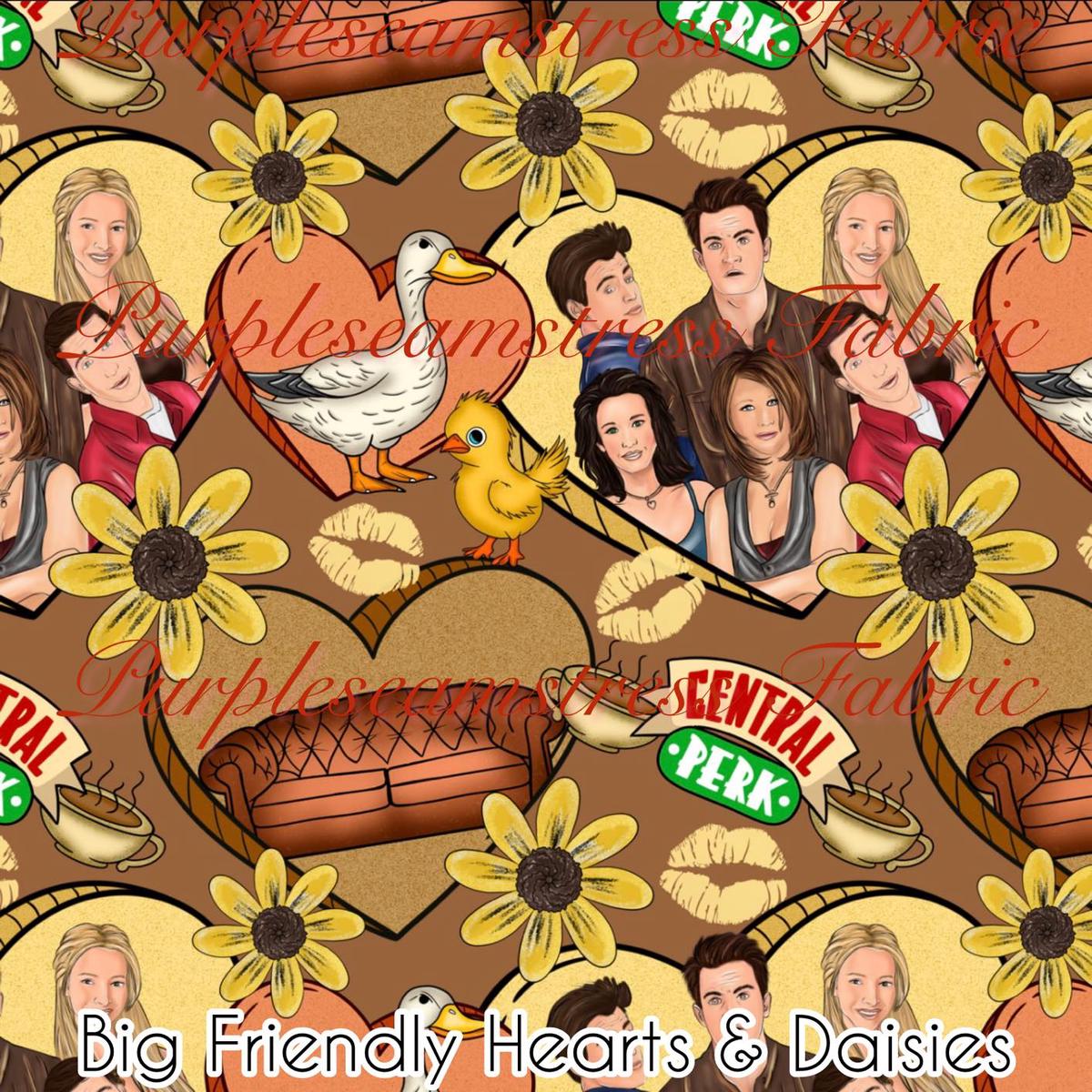 Big Friendly Hearts & Daisies  Fabric