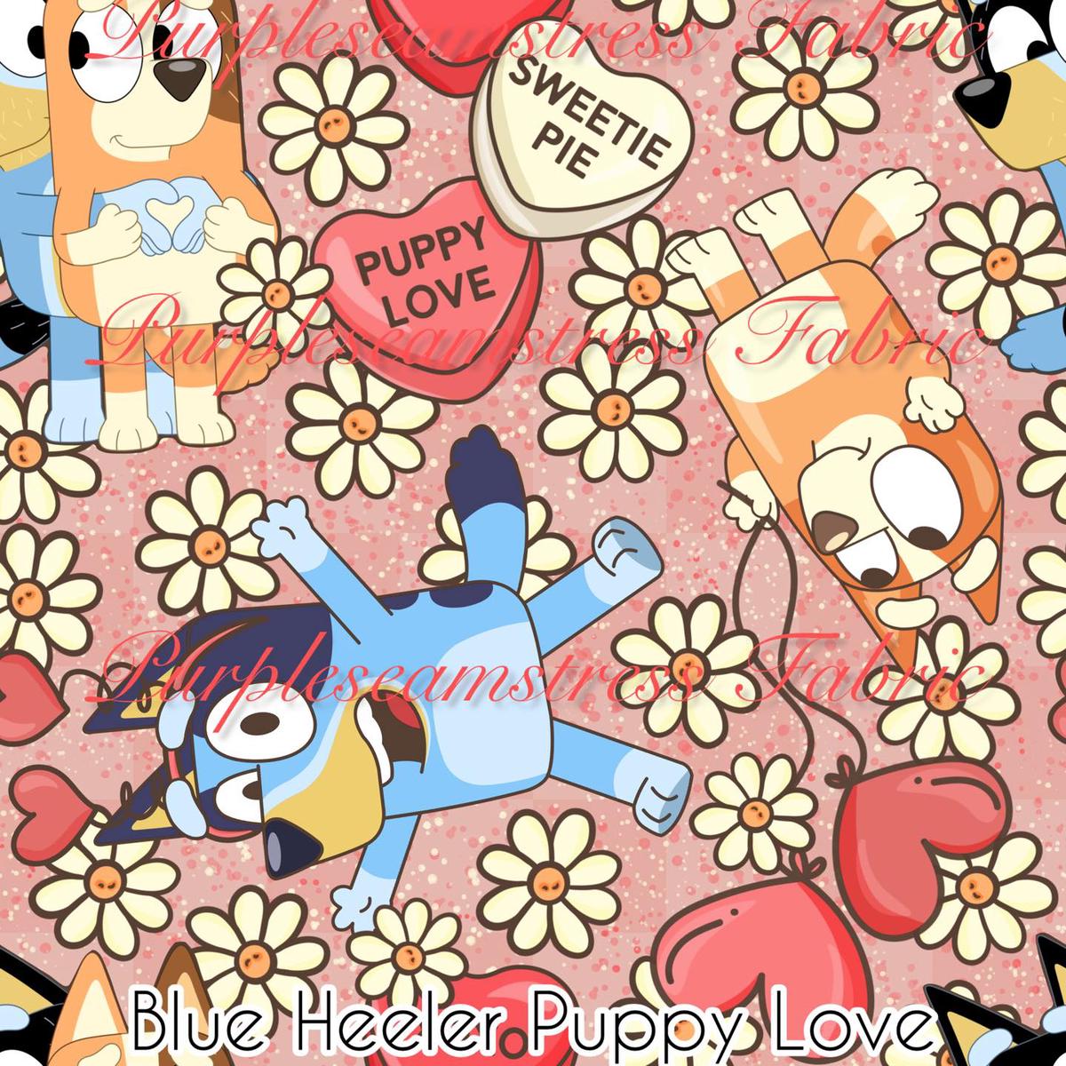 Blue Heeler Puppy Love  Fabric