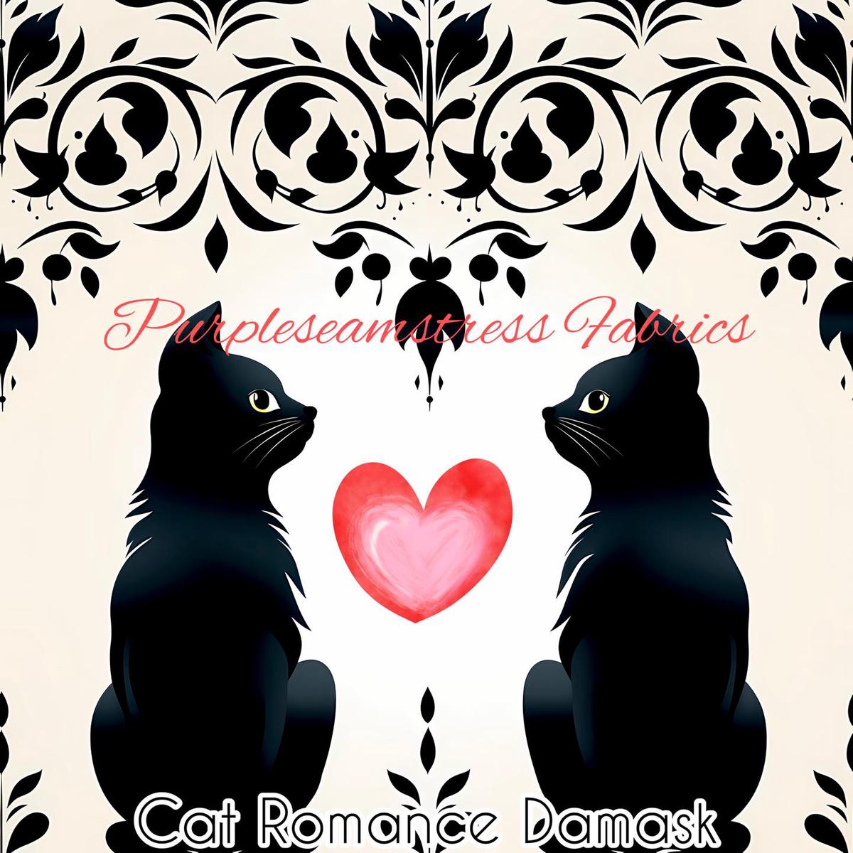 Cat Romance Damask  Fabric