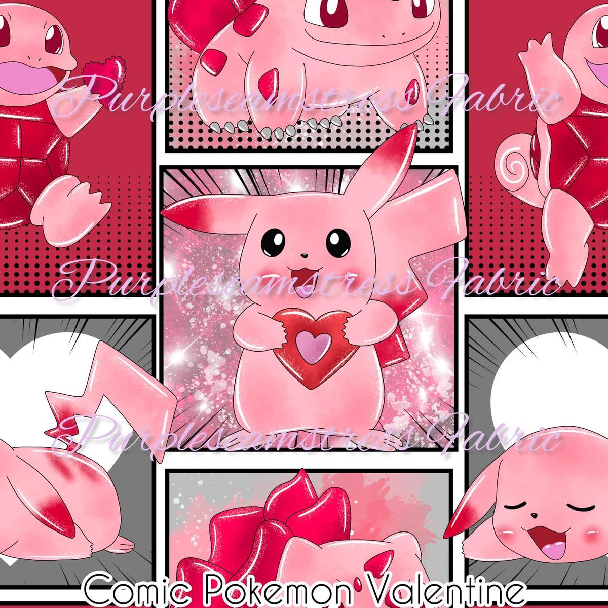 Comic Pokemon Valentine  Fabric