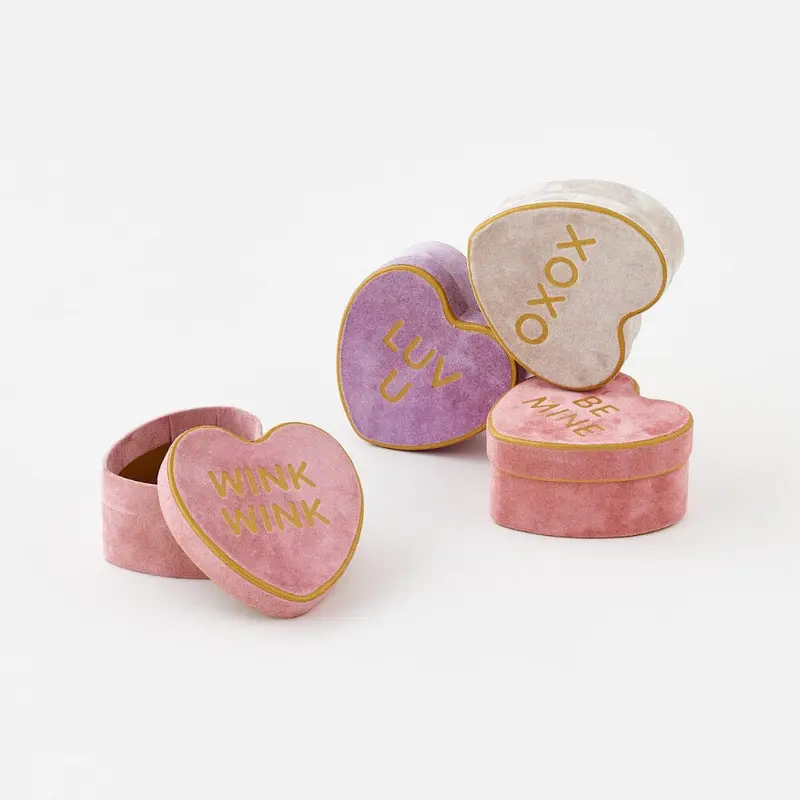 Conversation Hearts Flocked Gift Box - 4 Style Options