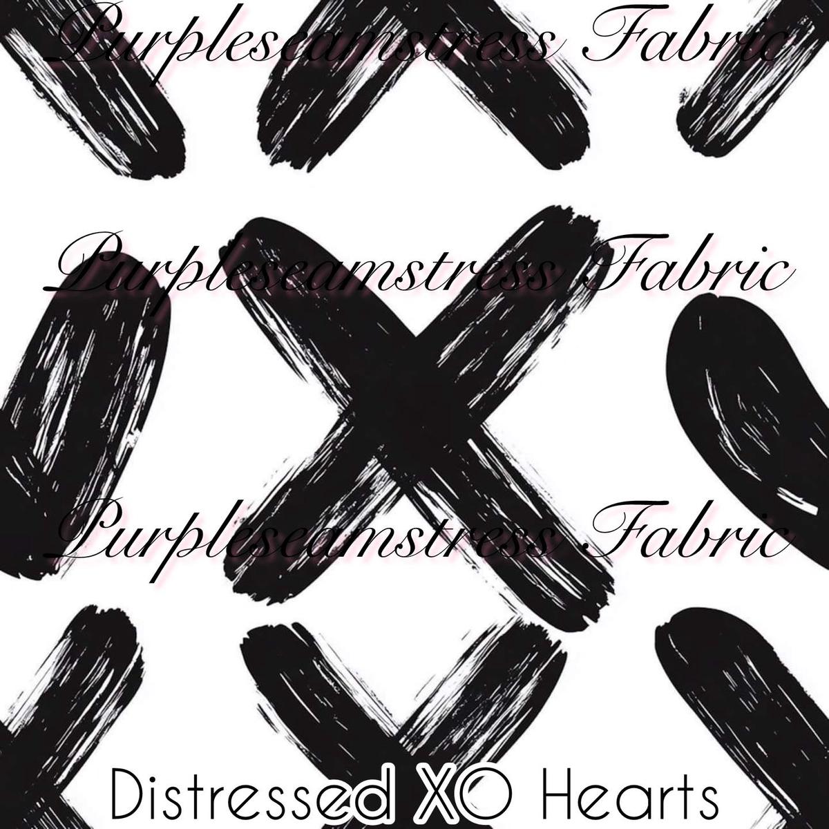 Distressed XO Hearts  Fabric