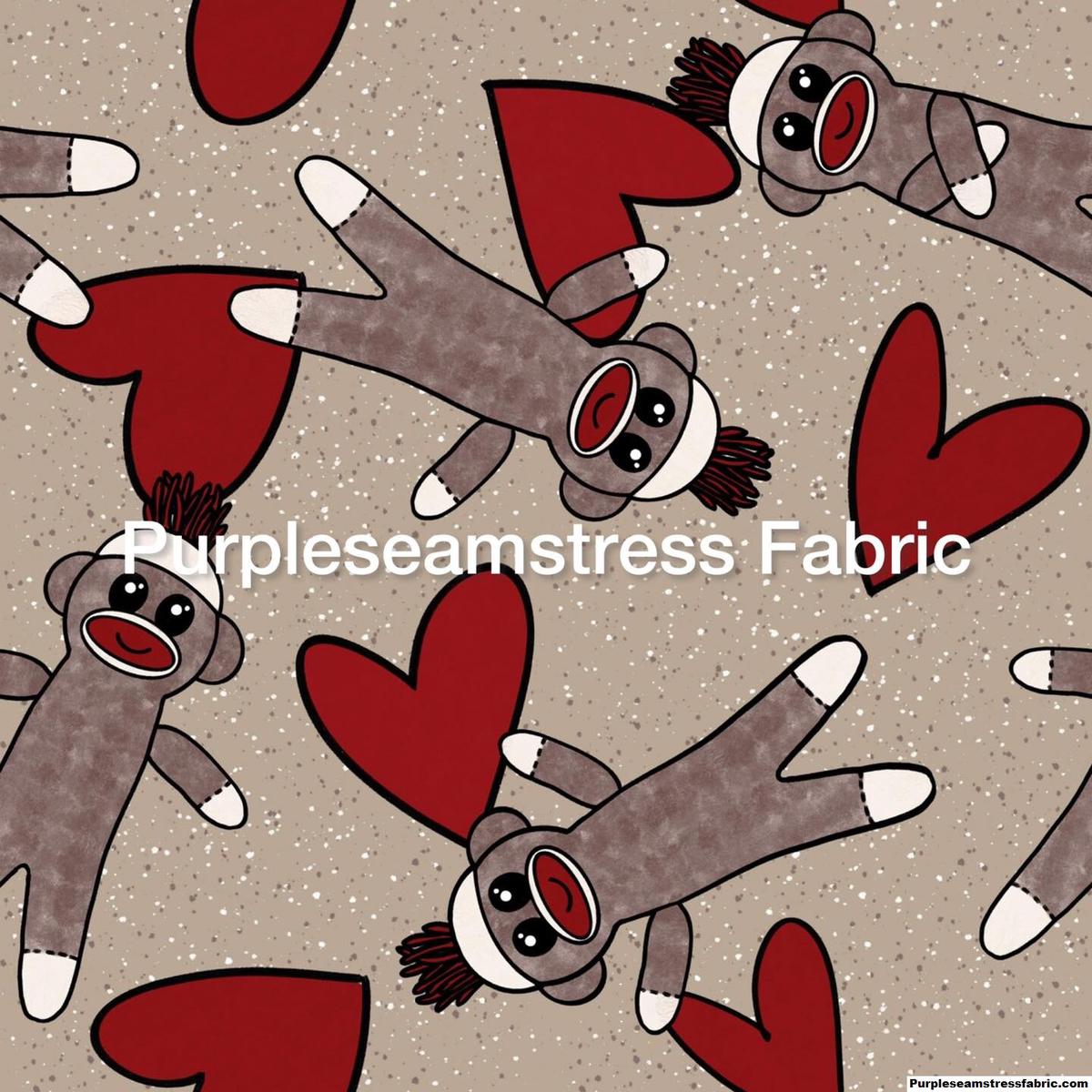 Valentines Hearts  Sock Monkeys  Fabric