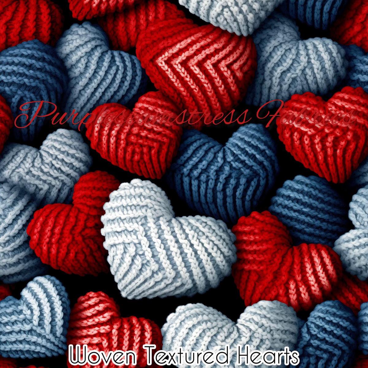 Woven Textured Hearts  Fabric