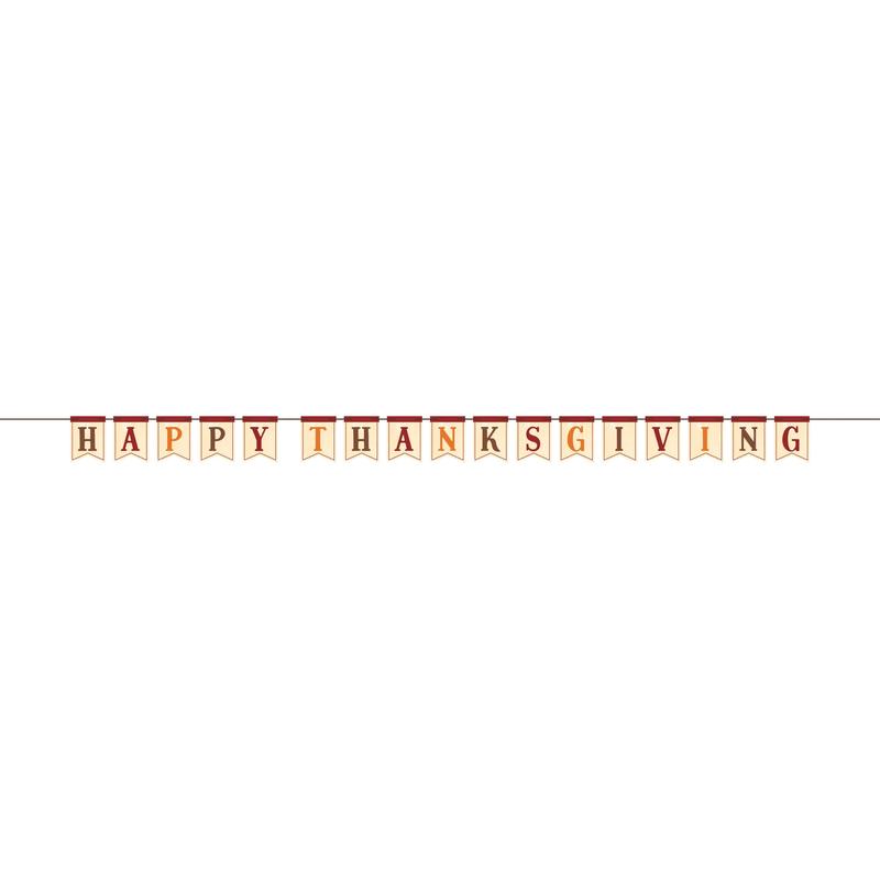 12/Case Bulk Happy Thankgiving Ribbon Banner Shaped