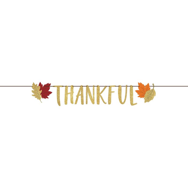 12/Case Bulk Thankful Fall Ribbon Banner Shaped