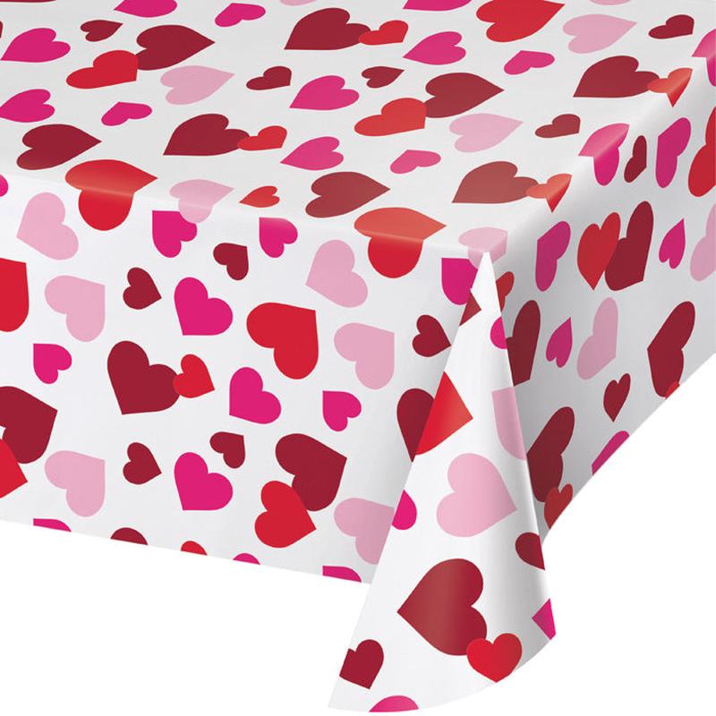 12/Case Bulk Valentine's Day Hearts Plastic Table Covers