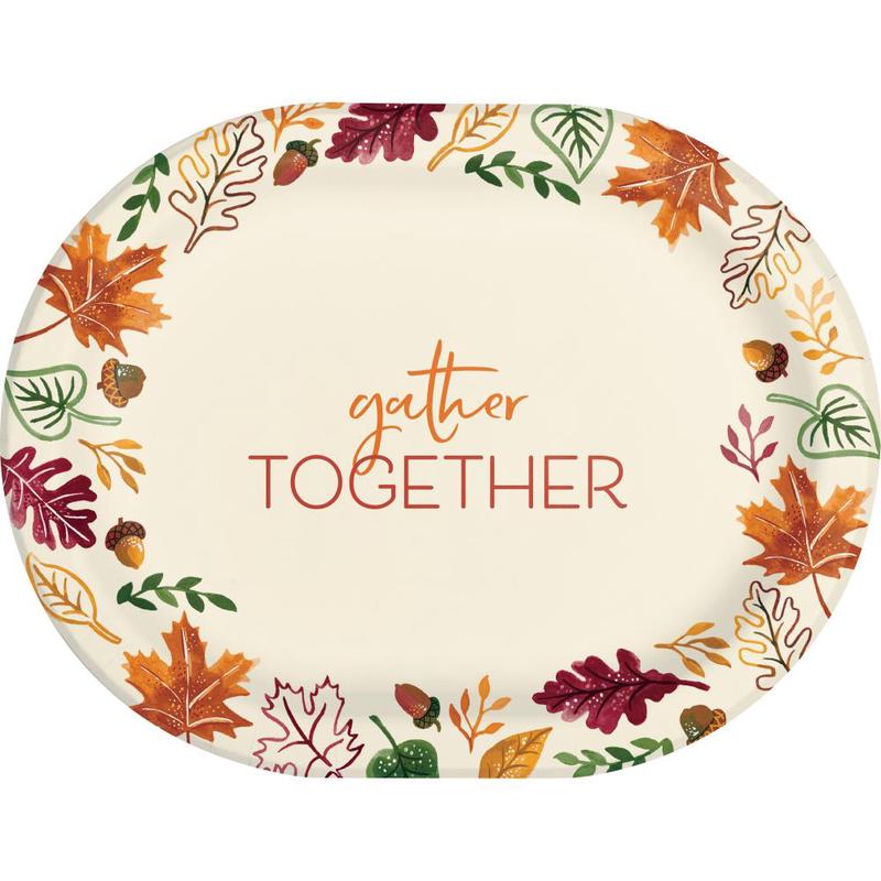 96/Case Bulk Fall Festivities Paper Oval Platter