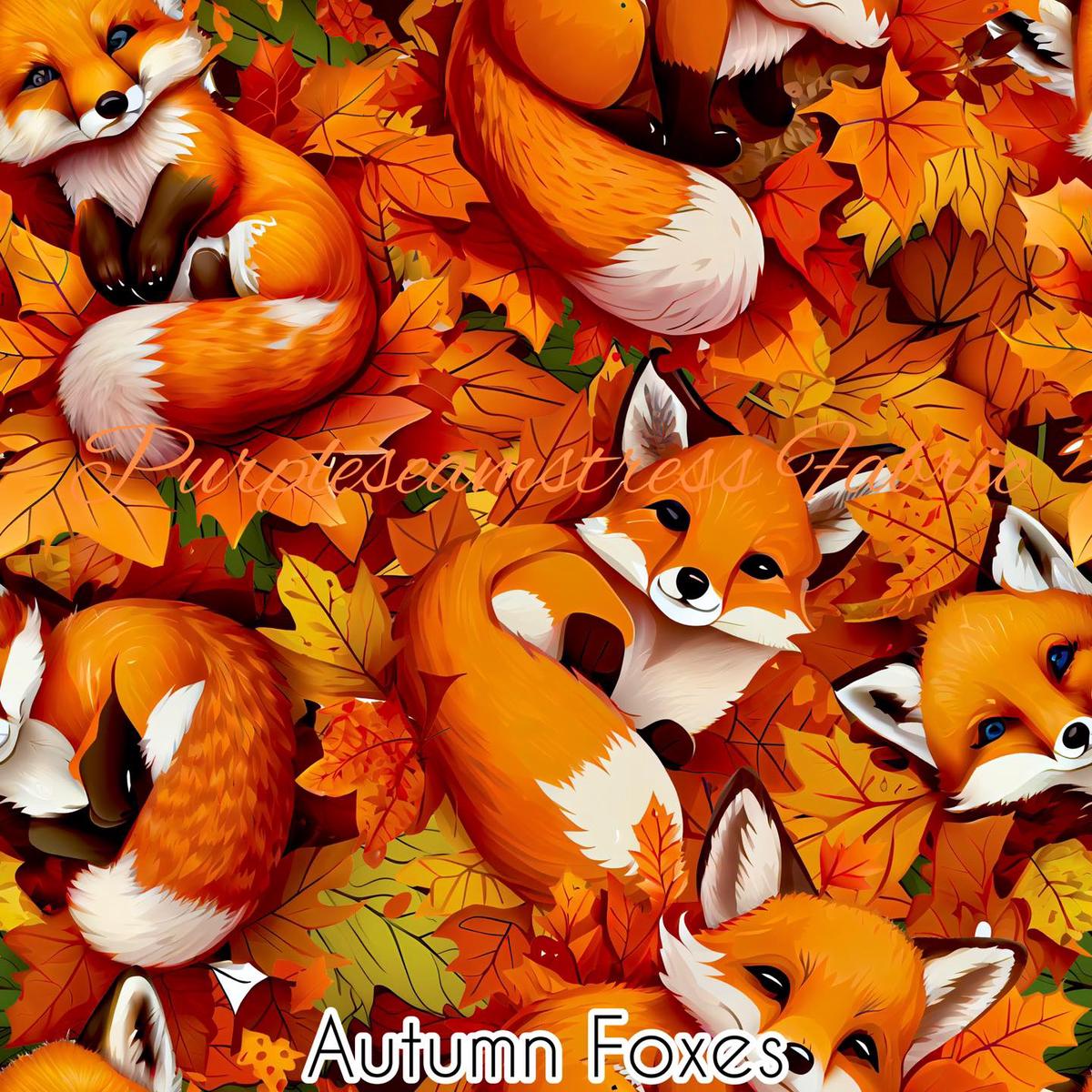 Autumn Foxes  Fabric