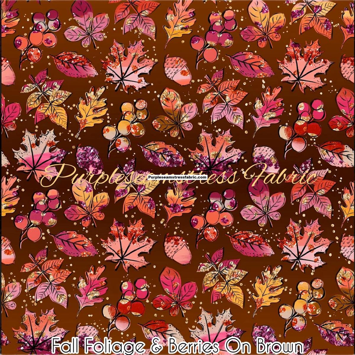 Fall Foliage & Berries On Brown ...