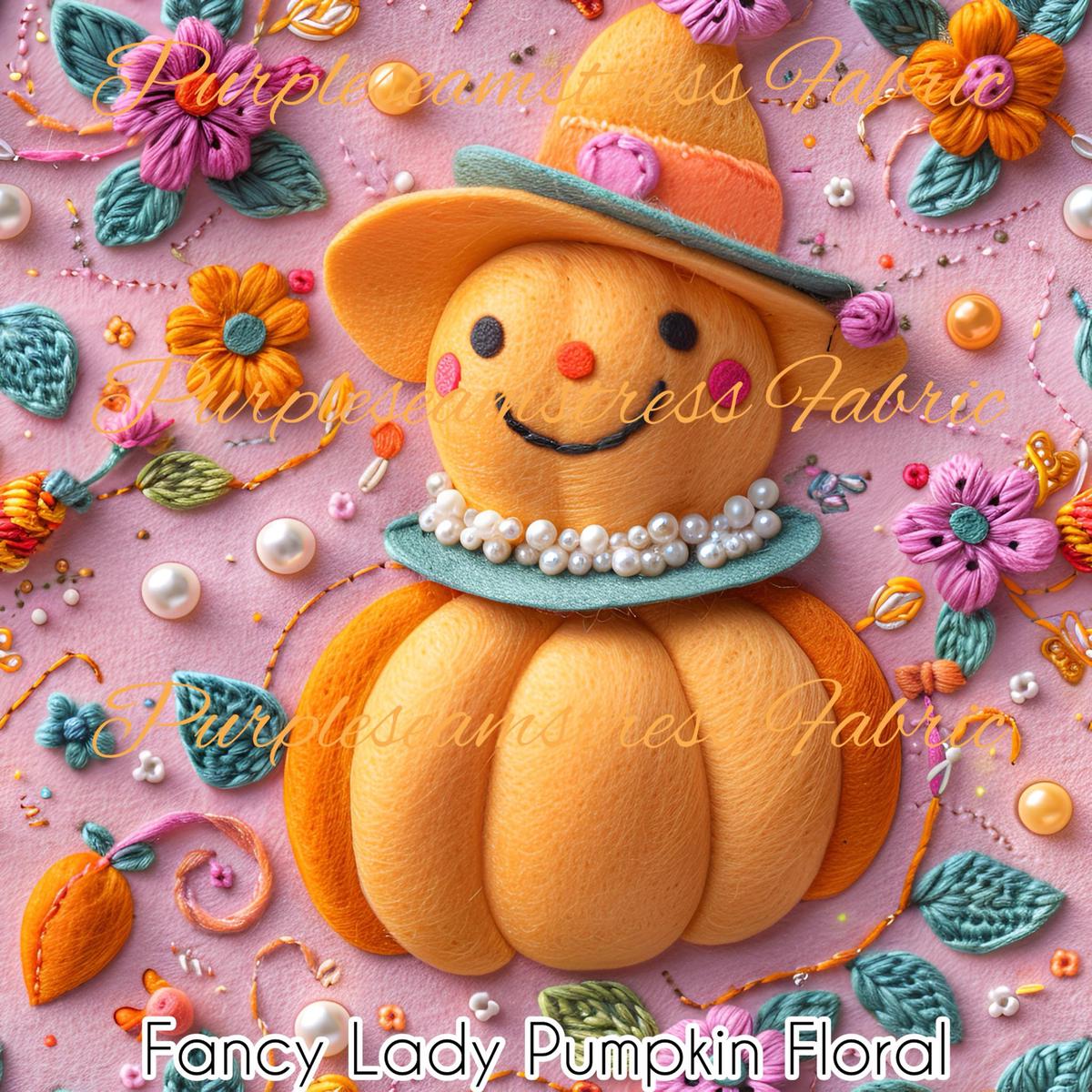 Fancy Lady Pumpkin Floral  Fabric