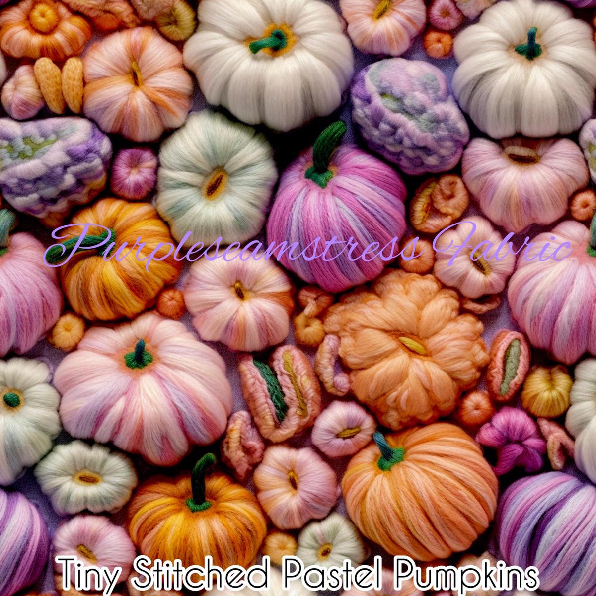 Faux Tiny Stitched Pastel Pumpkins  Fabric