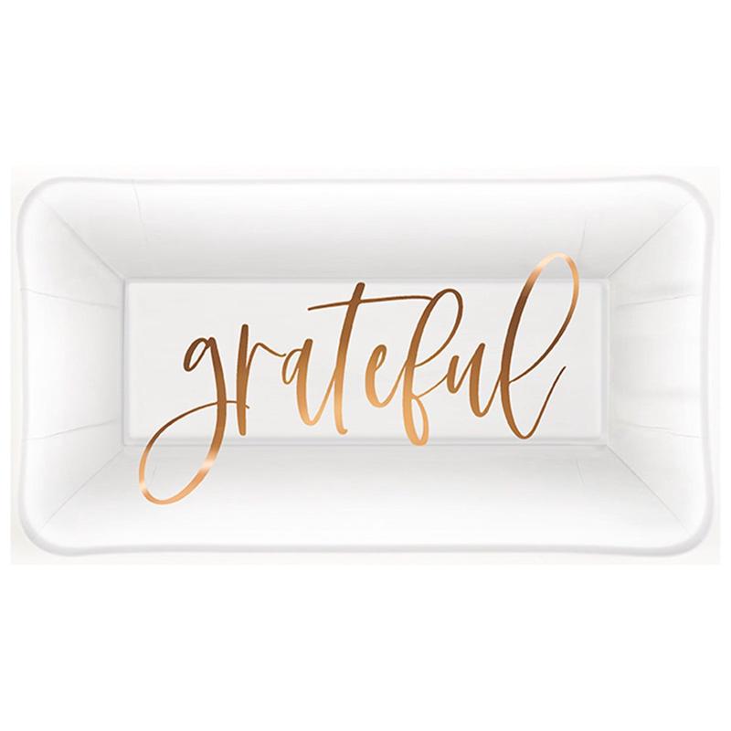 Friendsgiving Grateful Rectangular Shaped Appetizer Plates, 8 Count