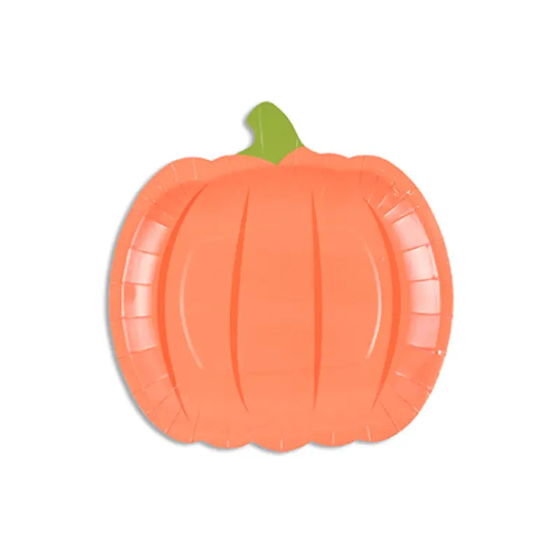 HARVEST - DIE CUT PUMPKIN PAPER PLATE 8CT