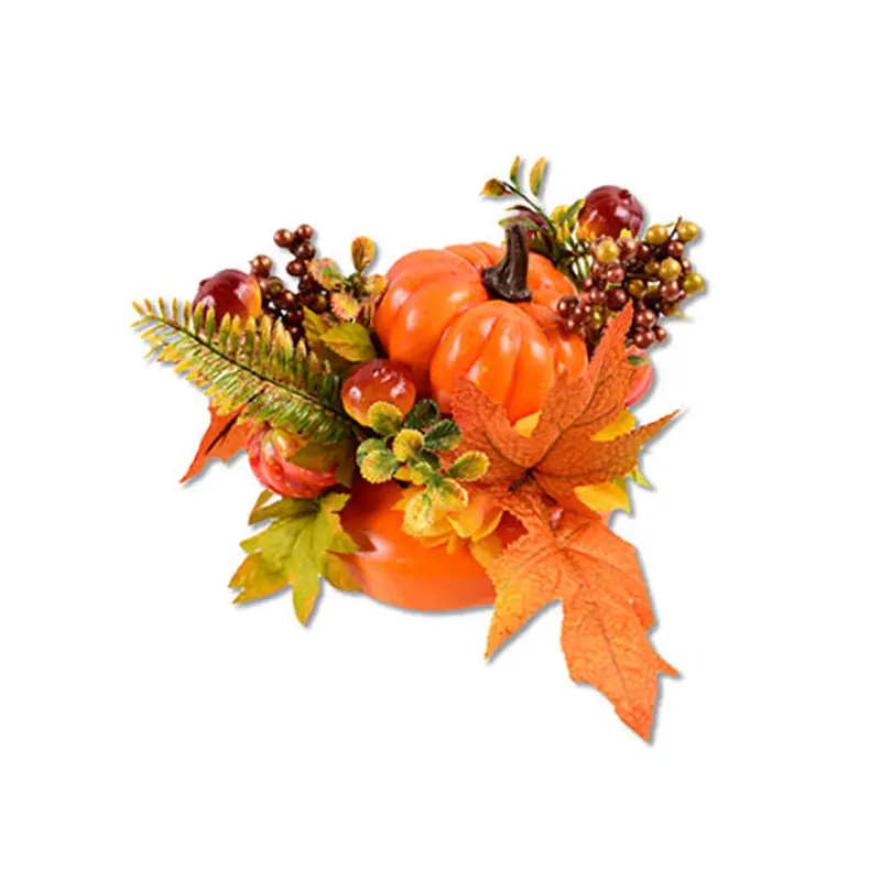 HARVEST - PUMPKIN W/ BERRY TABLETOP DECORATION 10IN