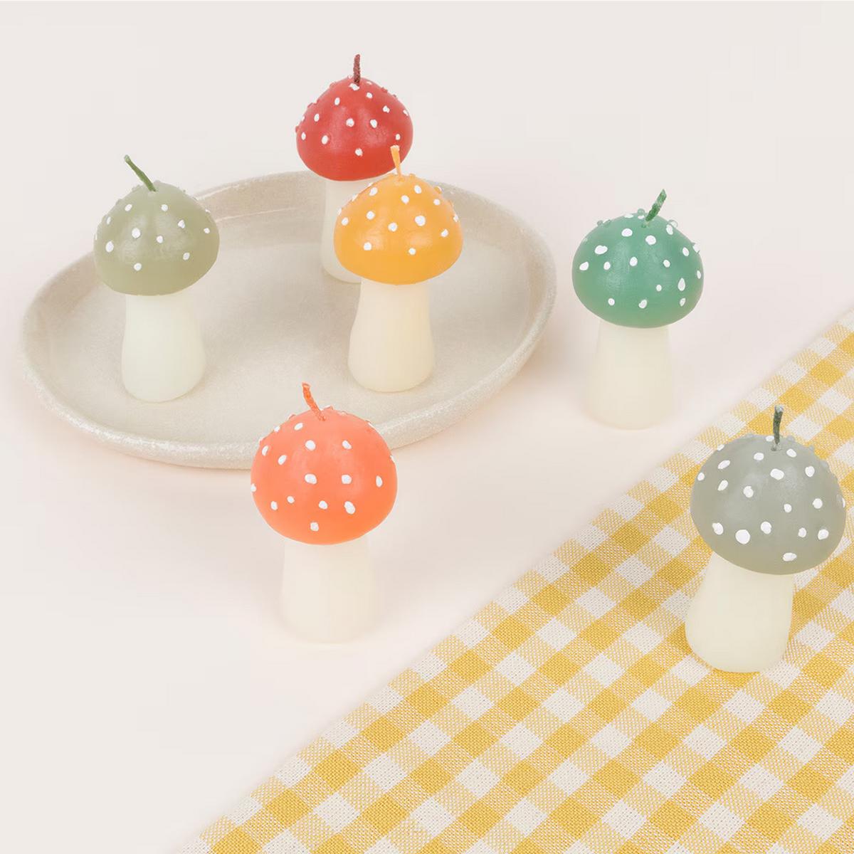 Rustic Mini Mushroom Candles (x6)