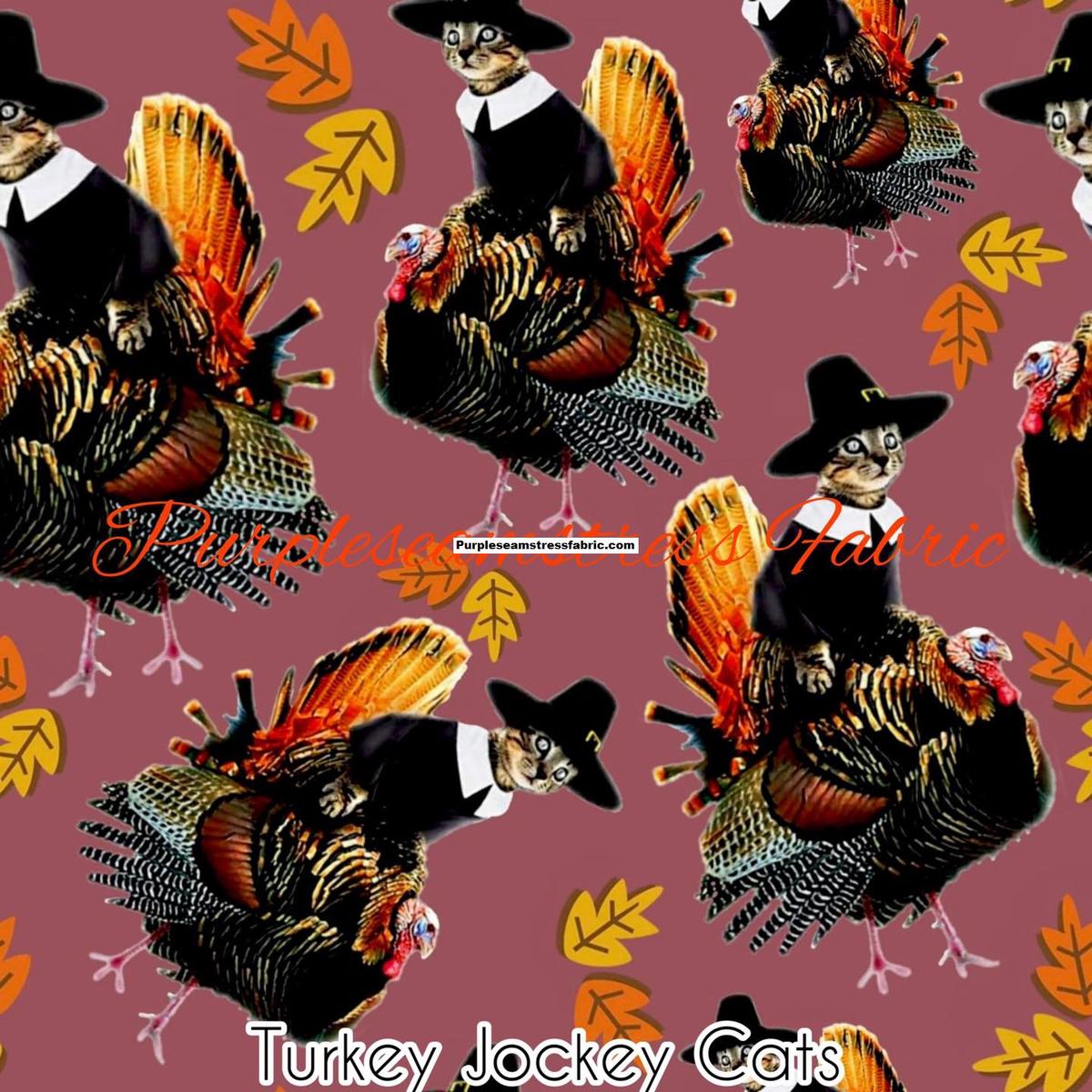 Turkey Jockey Cats  Fabric