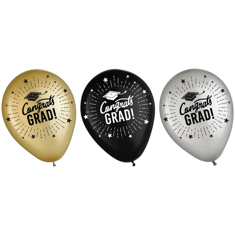 12" Latex Printed Balloon Hi. Ct. - Graduation